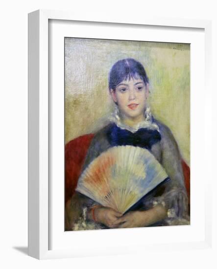 Young Woman with a Fan, 1880-Pierre-Auguste Renoir-Framed Giclee Print