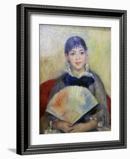 Young Woman with a Fan, 1880-Pierre-Auguste Renoir-Framed Giclee Print