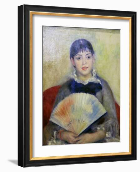 Young Woman with a Fan, 1880-Pierre-Auguste Renoir-Framed Giclee Print