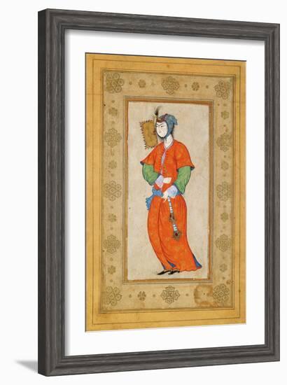 Young Woman with a Fan-Riza-i Abbasi-Framed Giclee Print