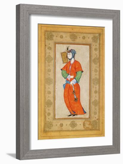 Young Woman with a Fan-Riza-i Abbasi-Framed Giclee Print