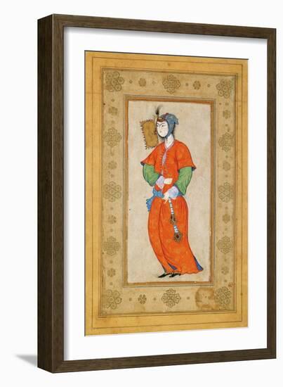 Young Woman with a Fan-Riza-i Abbasi-Framed Giclee Print