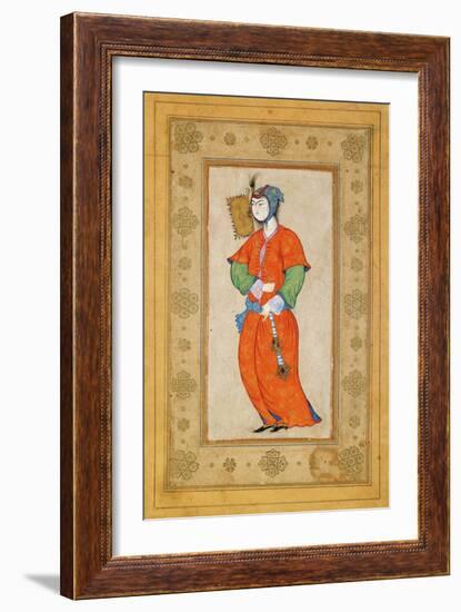 Young Woman with a Fan-Riza-i Abbasi-Framed Giclee Print