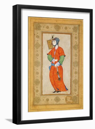 Young Woman with a Fan-Riza-i Abbasi-Framed Giclee Print