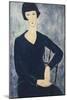Young Woman with a Fringe or Young Seated Woman in Blue Dress, 1918-Amedeo Modigliani-Mounted Giclee Print