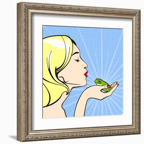 Young Woman with a Frog-Alena Kozlova-Framed Art Print