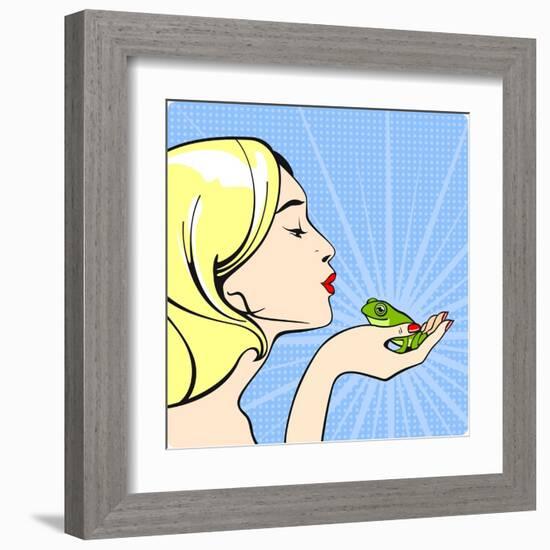 Young Woman with a Frog-Alena Kozlova-Framed Art Print