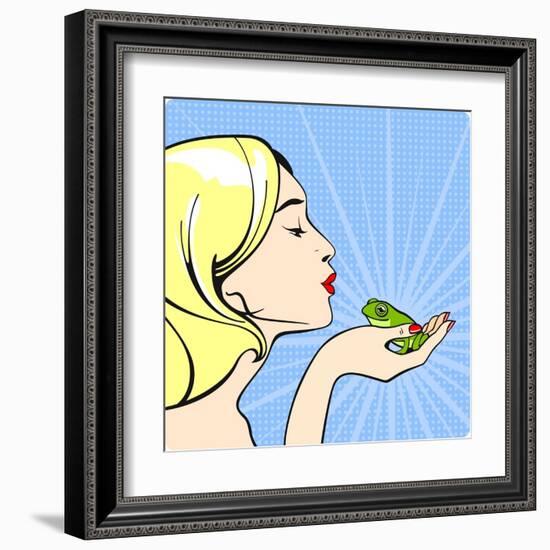 Young Woman with a Frog-Alena Kozlova-Framed Art Print