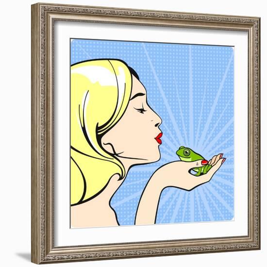 Young Woman with a Frog-Alena Kozlova-Framed Art Print