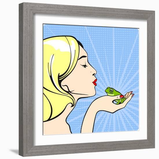 Young Woman with a Frog-Alena Kozlova-Framed Art Print