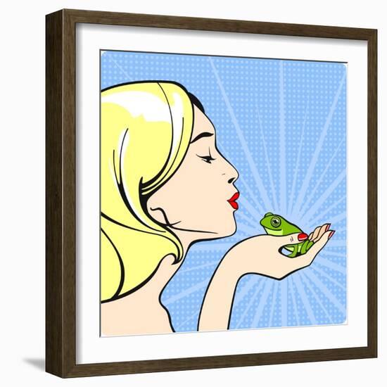 Young Woman with a Frog-Alena Kozlova-Framed Art Print