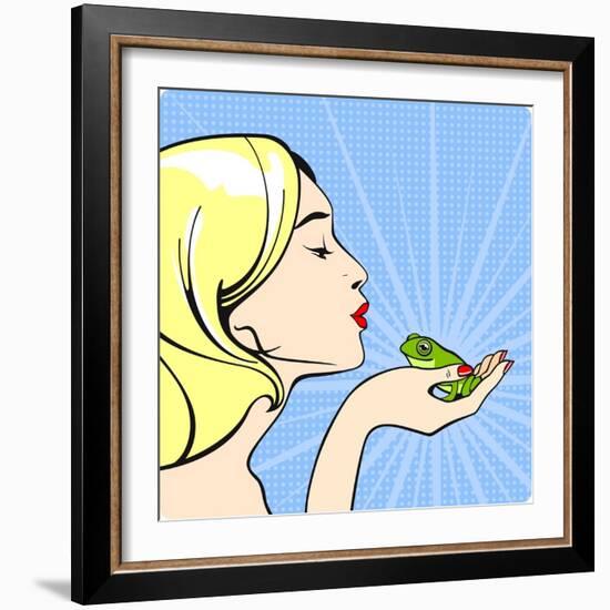 Young Woman with a Frog-Alena Kozlova-Framed Art Print