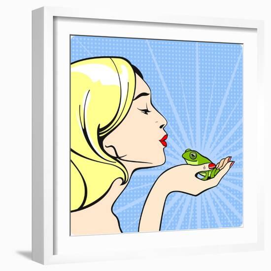 Young Woman with a Frog-Alena Kozlova-Framed Art Print