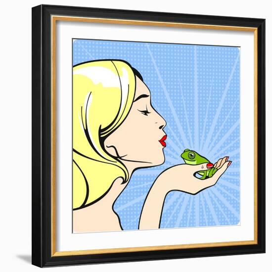 Young Woman with a Frog-Alena Kozlova-Framed Art Print