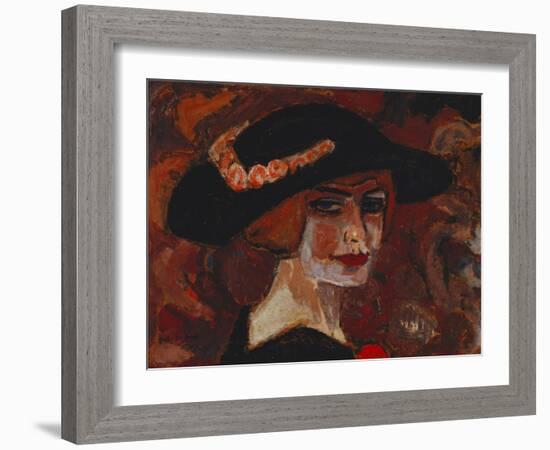 Young Woman with a Hat; Jeune Fille Au Chapeau, 1917-Gustave de Smet-Framed Giclee Print