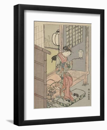 Young Woman with a Lantern, 1765-70 (Colour Woodcut)-Suzuki Harunobu-Framed Giclee Print