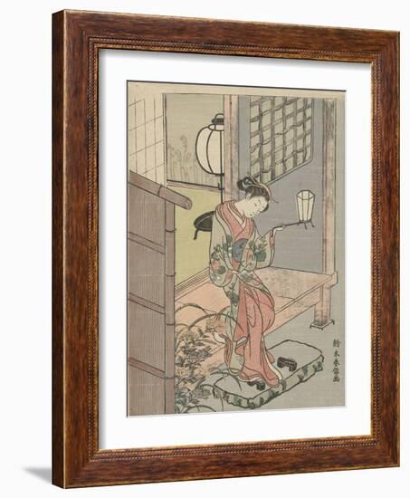 Young Woman with a Lantern, 1765-70 (Colour Woodcut)-Suzuki Harunobu-Framed Giclee Print