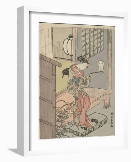 Young Woman with a Lantern, 1765-70 (Colour Woodcut)-Suzuki Harunobu-Framed Giclee Print