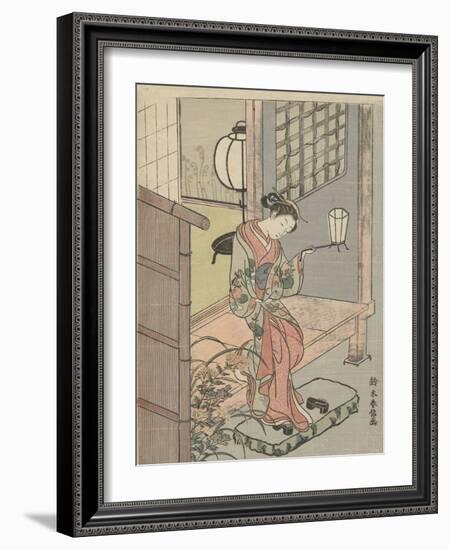 Young Woman with a Lantern, 1765-70 (Colour Woodcut)-Suzuki Harunobu-Framed Giclee Print