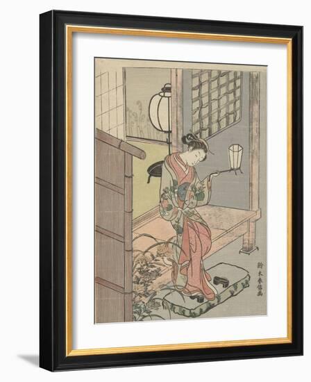 Young Woman with a Lantern, 1765-70 (Colour Woodcut)-Suzuki Harunobu-Framed Giclee Print