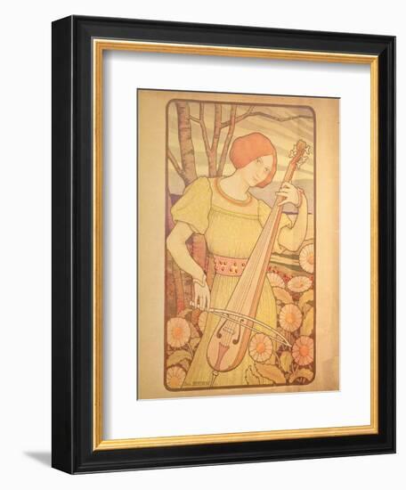 Young Woman with a Lute-Paul Berthon-Framed Giclee Print