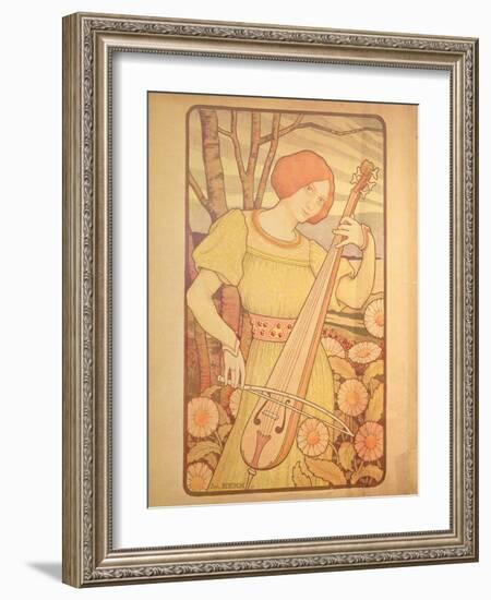 Young Woman with a Lute-Paul Berthon-Framed Giclee Print