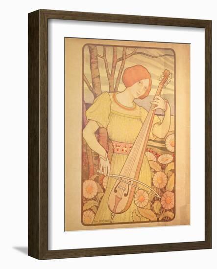 Young Woman with a Lute-Paul Berthon-Framed Giclee Print