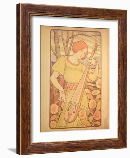 Young Woman with a Lute-Paul Berthon-Framed Giclee Print