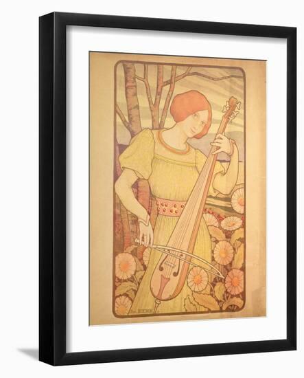 Young Woman with a Lute-Paul Berthon-Framed Giclee Print