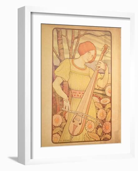 Young Woman with a Lute-Paul Berthon-Framed Giclee Print