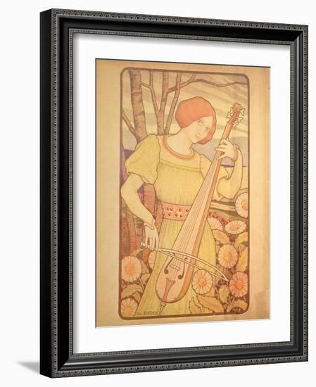 Young Woman with a Lute-Paul Berthon-Framed Giclee Print