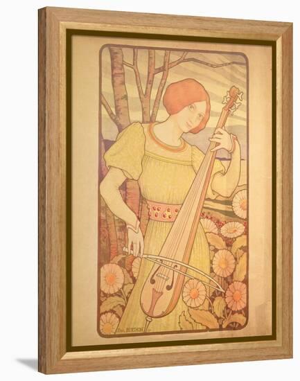 Young Woman with a Lute-Paul Berthon-Framed Premier Image Canvas