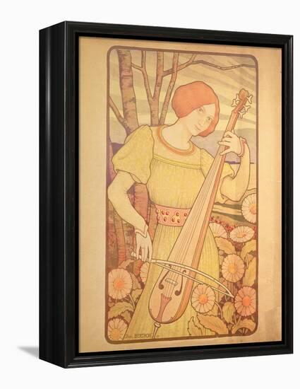 Young Woman with a Lute-Paul Berthon-Framed Premier Image Canvas