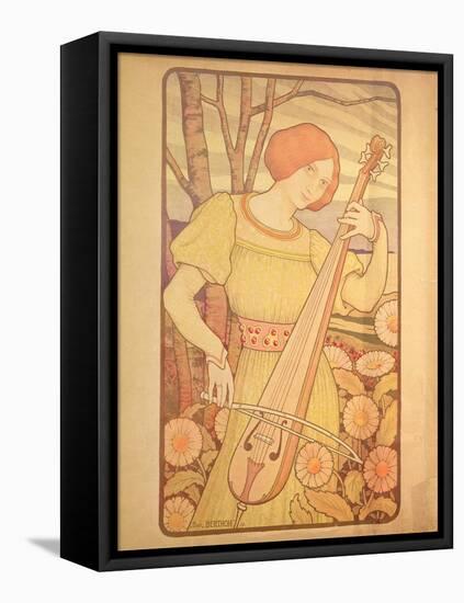 Young Woman with a Lute-Paul Berthon-Framed Premier Image Canvas