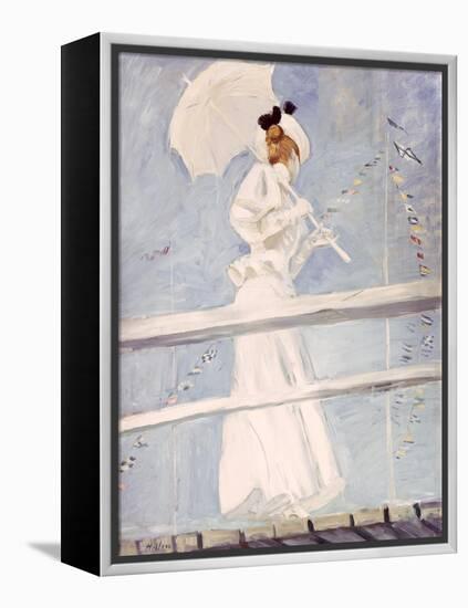 Young Woman with a Parasol on a Jetty-Paul Cesar Helleu-Framed Premier Image Canvas