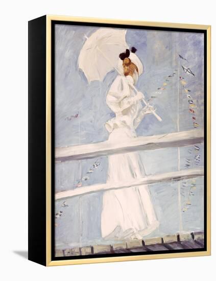 Young Woman with a Parasol on a Jetty-Paul Cesar Helleu-Framed Premier Image Canvas