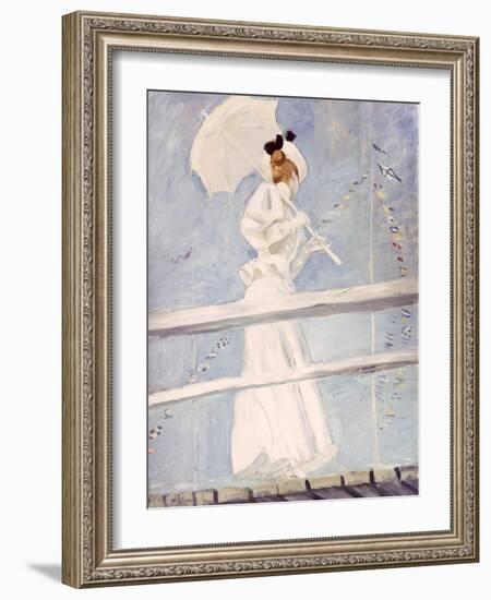 Young Woman with a Parasol on a Jetty-Paul Cesar Helleu-Framed Giclee Print