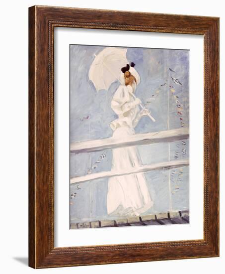 Young Woman with a Parasol on a Jetty-Paul Cesar Helleu-Framed Giclee Print