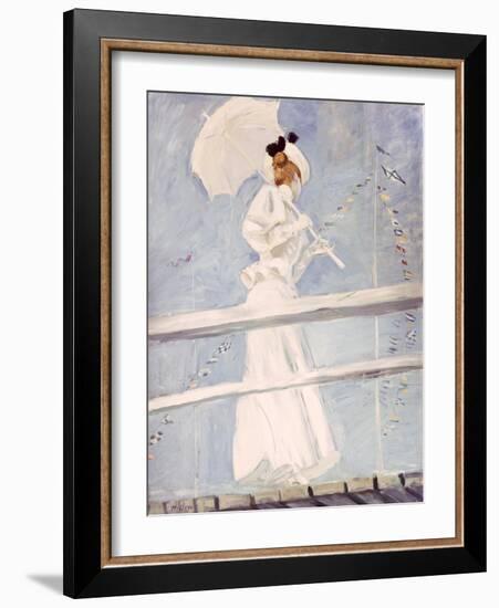 Young Woman with a Parasol on a Jetty-Paul Cesar Helleu-Framed Giclee Print