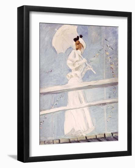 Young Woman with a Parasol on a Jetty-Paul Cesar Helleu-Framed Giclee Print