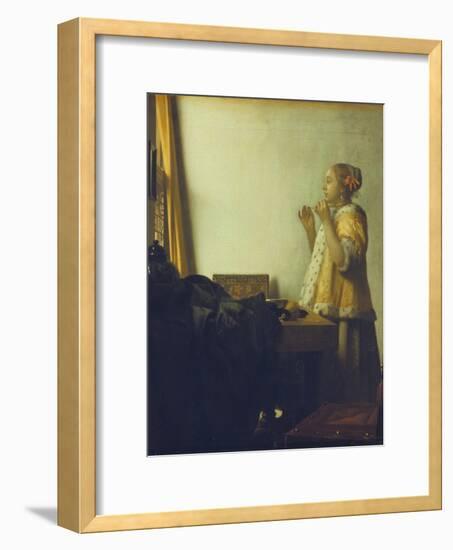 Young Woman with a Pearl Necklace, about 1662/65-Johannes Vermeer-Framed Giclee Print