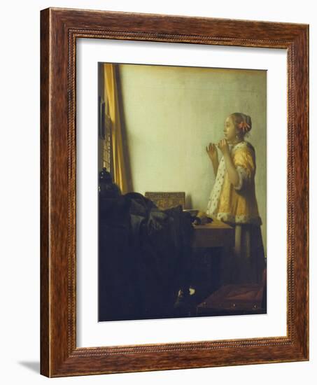 Young Woman with a Pearl Necklace, about 1662/65-Johannes Vermeer-Framed Giclee Print