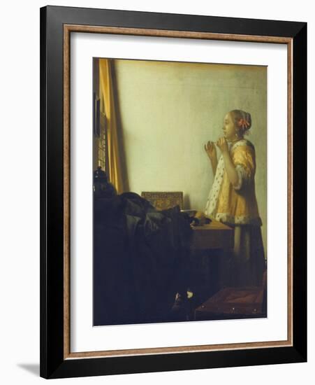 Young Woman with a Pearl Necklace, about 1662/65-Johannes Vermeer-Framed Giclee Print