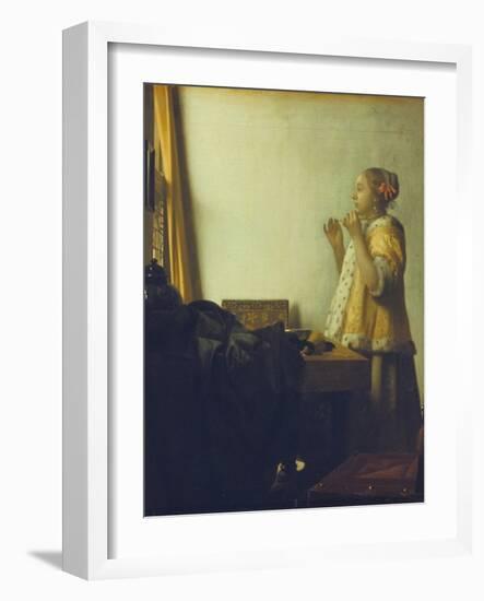 Young Woman with a Pearl Necklace, about 1662/65-Johannes Vermeer-Framed Giclee Print