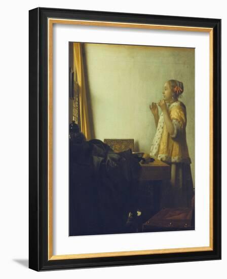 Young Woman with a Pearl Necklace, about 1662/65-Johannes Vermeer-Framed Giclee Print