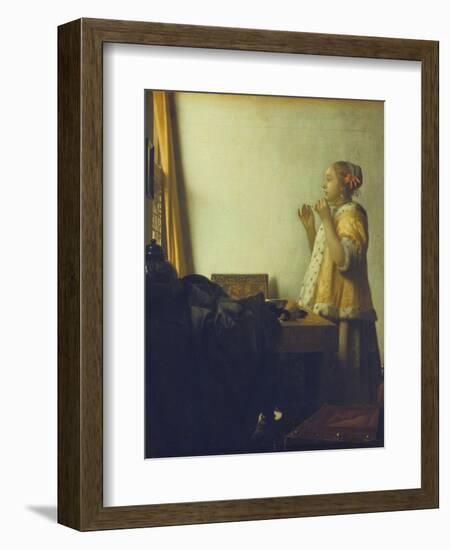 Young Woman with a Pearl Necklace, about 1662/65-Johannes Vermeer-Framed Giclee Print