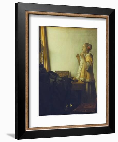 Young Woman with a Pearl Necklace, about 1662/65-Johannes Vermeer-Framed Giclee Print