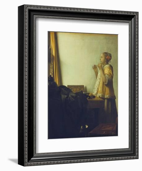 Young Woman with a Pearl Necklace, about 1662/65-Johannes Vermeer-Framed Giclee Print