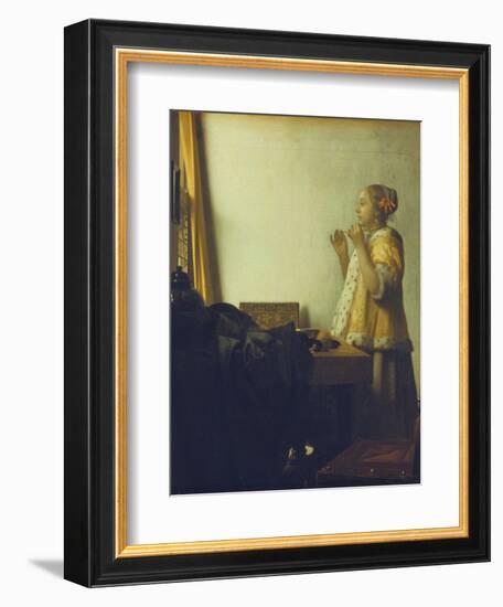 Young Woman with a Pearl Necklace, about 1662/65-Johannes Vermeer-Framed Giclee Print
