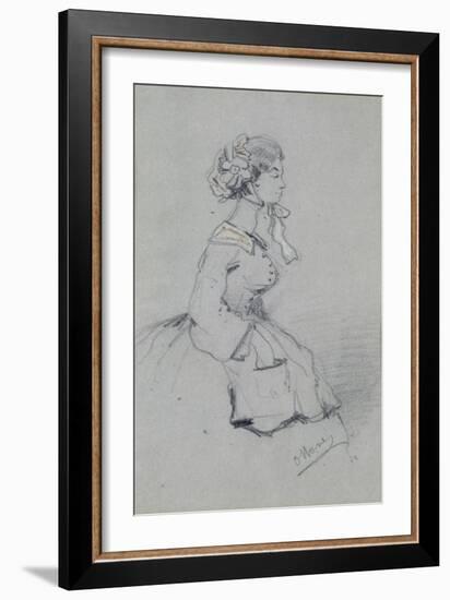 Young Woman with a Ribbon, 1857 (Charcoal and Pastel on Paper)-Claude Monet-Framed Giclee Print